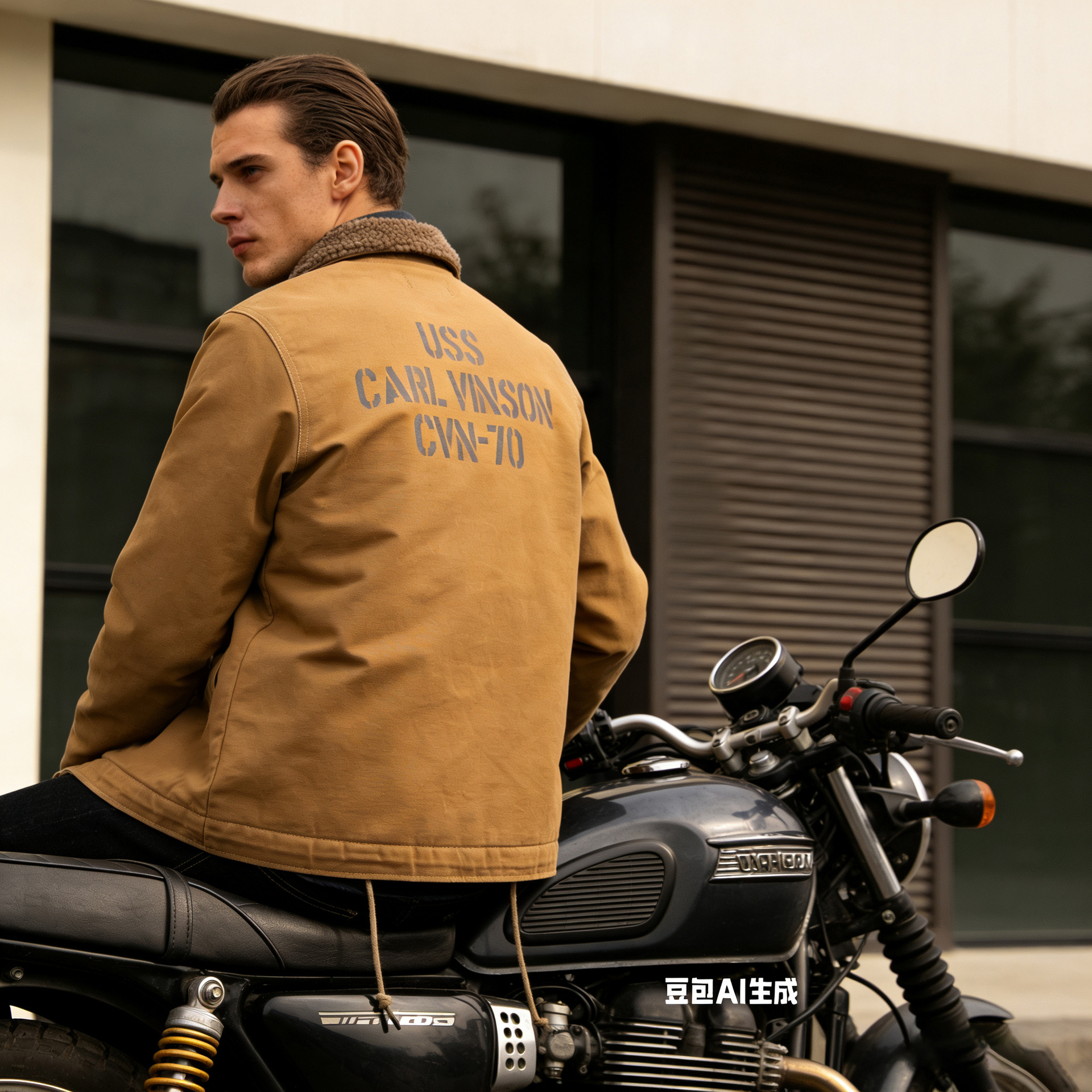 OKONKWO Navy carta impresión N-1 CHAQUETA portaaviones CUBIERTA traje CUBIERTA CHAQUETA de lana de cordero de algodón acolchado CHAQUETA