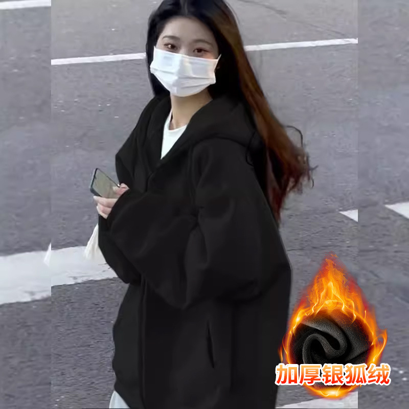山东即墨卫衣连帽外套女2025新款早秋宽松慵懒风韩系甜美显瘦开衫|undefined