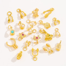 DIY饰品配件 古法金福禄字滴油花形吊坠扣 合金平安扣对夹瓜子扣