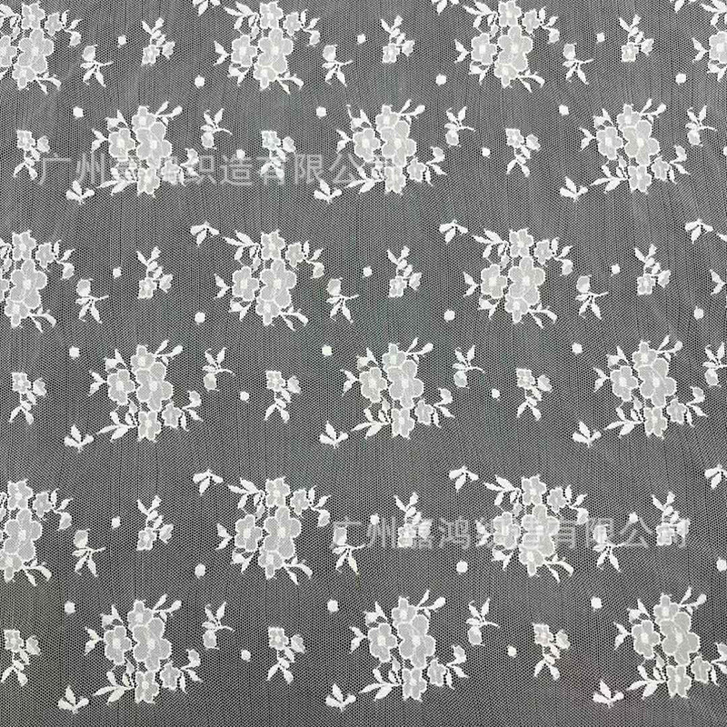 2026 tejido de encaje de manga larga plegado para usar camiseta de fondo tejido de encaje de albaricoque blanco y negro en stock