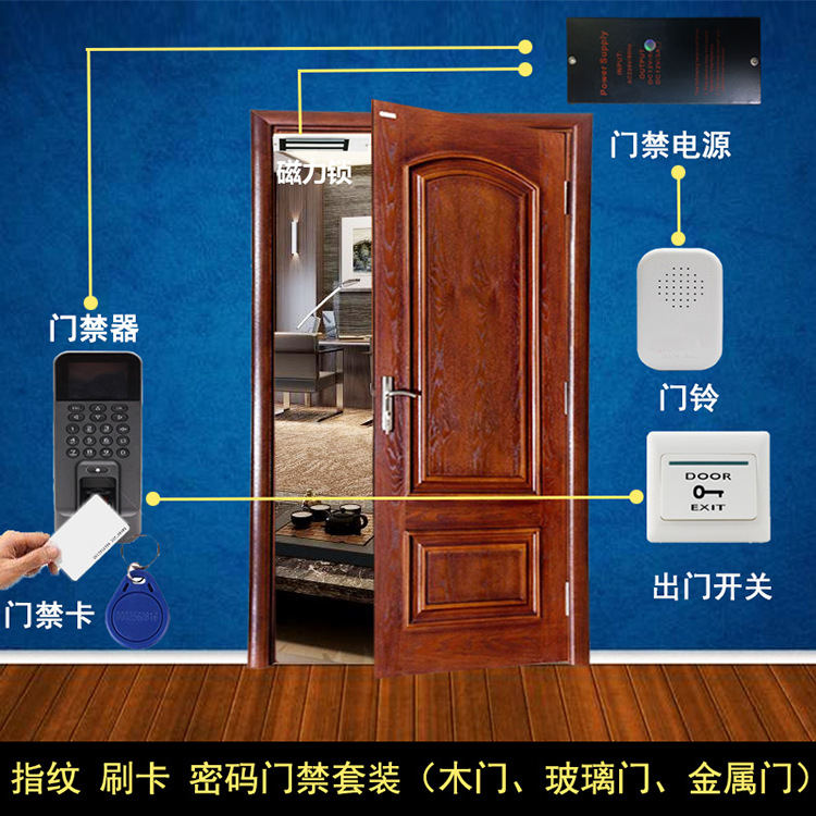 海康威视804BMF电子指纹门禁系统一体机套装门禁系统 考勤玻璃门