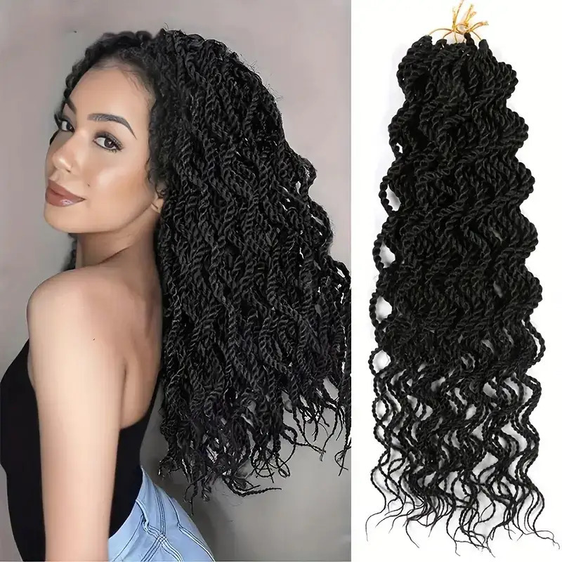 18Inch Senegalese Twist Hair Two-Strand Braided European and American Style Wig Hand-Twisted Braids African Long Curly Hair 18Inch Senegalese Twist Hair Two-Strand Braided European and American Style Wig Hand-Twisted Braids African Long Curly Hair