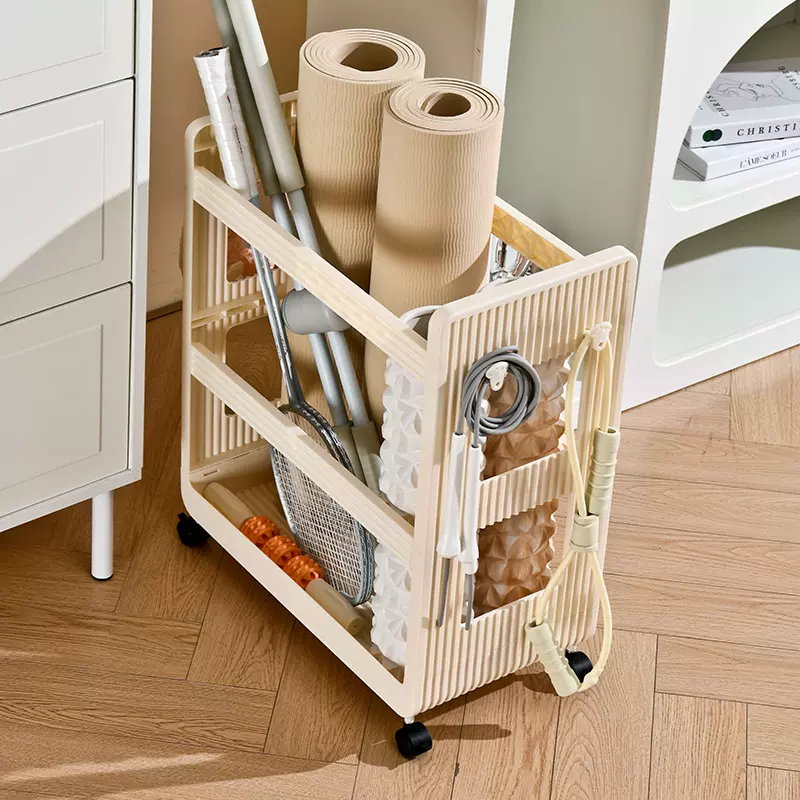 家用瑜伽垫收纳架小推车夹缝置物架运动健身器材整理放置筐可定制