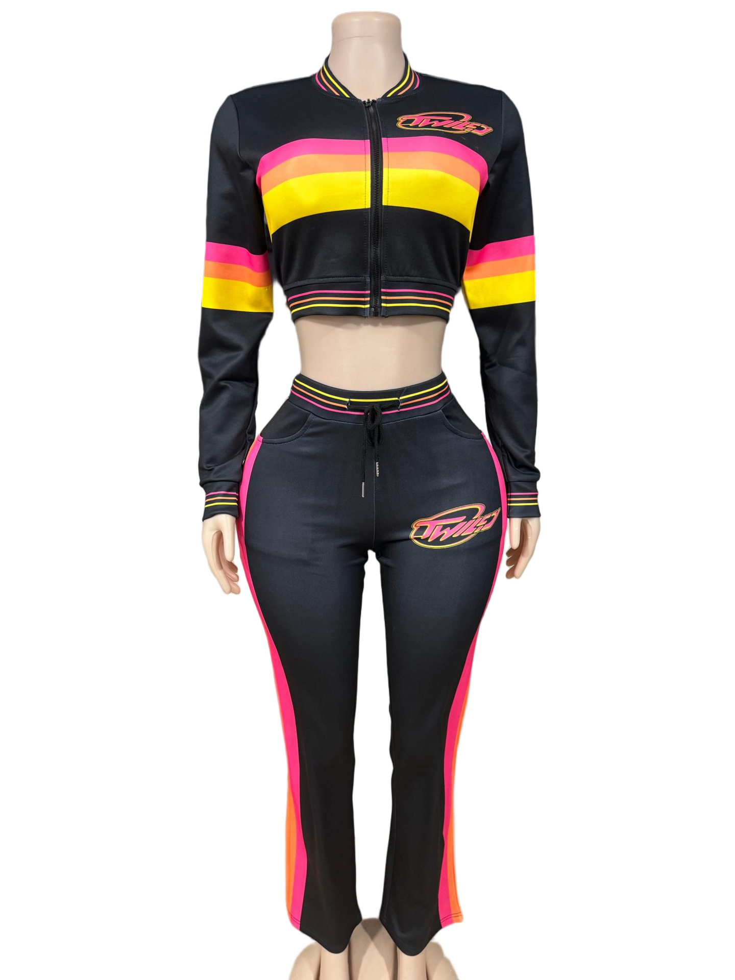 Women's Clothing Women's Casual Fashion Street Style Zipper Long Sleeved Jacket And Trousers Set Trendy Suit_ecoleips.com