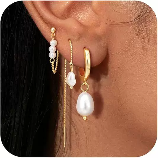 Cross-Border European and American Amazon New Product Pearl Earring Set Copper Fashion Creative Exquisite Earrings Women's Jewelry Gift