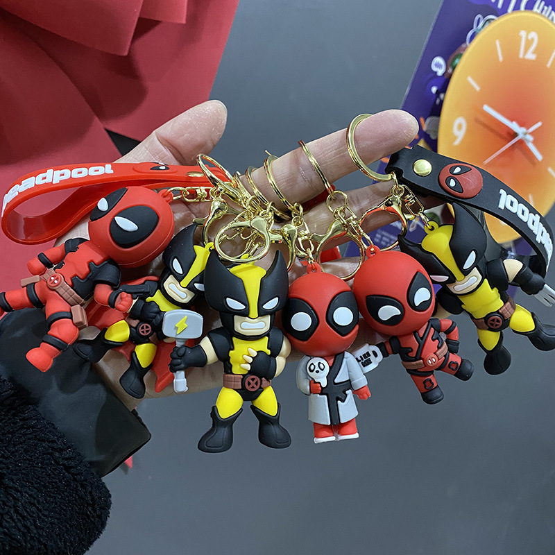 New Marvel Dress Wolverine Deadpool Three-dimensional PVC Keychain Couple Bag Car Keychain Hanging Ornaments Wholesale