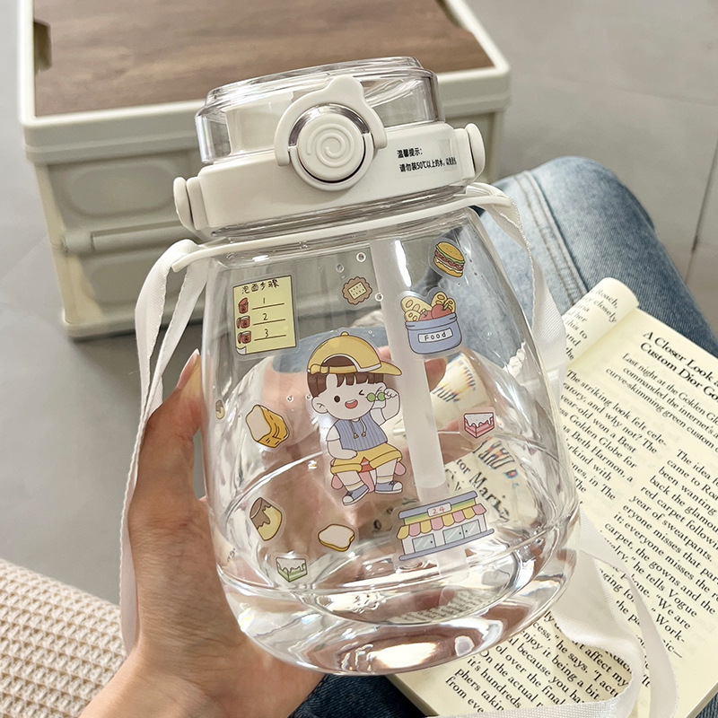 可愛水杯大容量女生便攜學生兒童大肚杯高顏值塑料夏季耐高溫杯子