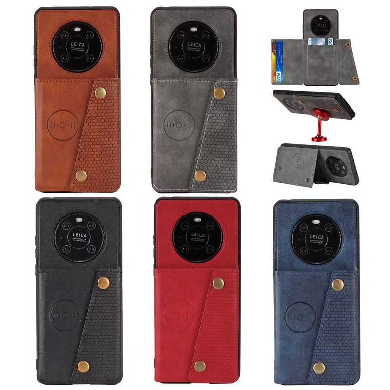 Suitable for Huawei Mate80 Leather Double-Clasp Phone Case, Pura80 Card Holder, Honor 600 Card Case Protective Cover Suitable for Huawei Mate80 Leather Double-Clasp Phone Case, Pura80 Card Holder, Honor 600 Card Case Protective Cover