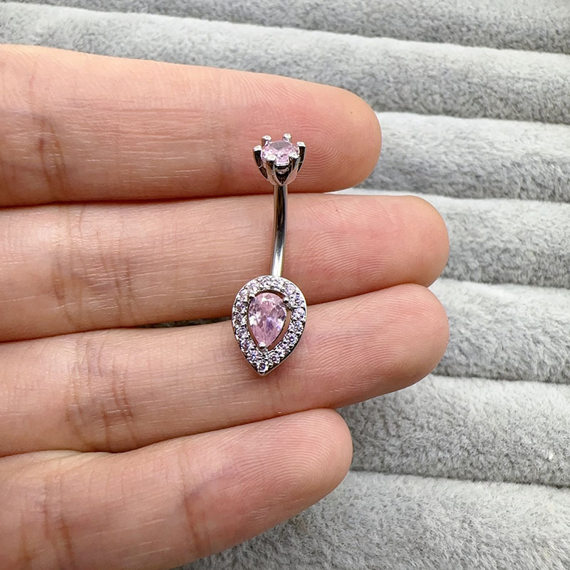 Bauchpiercing Wassertropfen Aus Titanstahl Mit Zirkonia_voghion.com