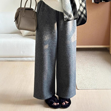 韩系氛围感加绒直筒羊毛裤女秋冬新款慵懒风宽松显瘦百搭休闲裤子