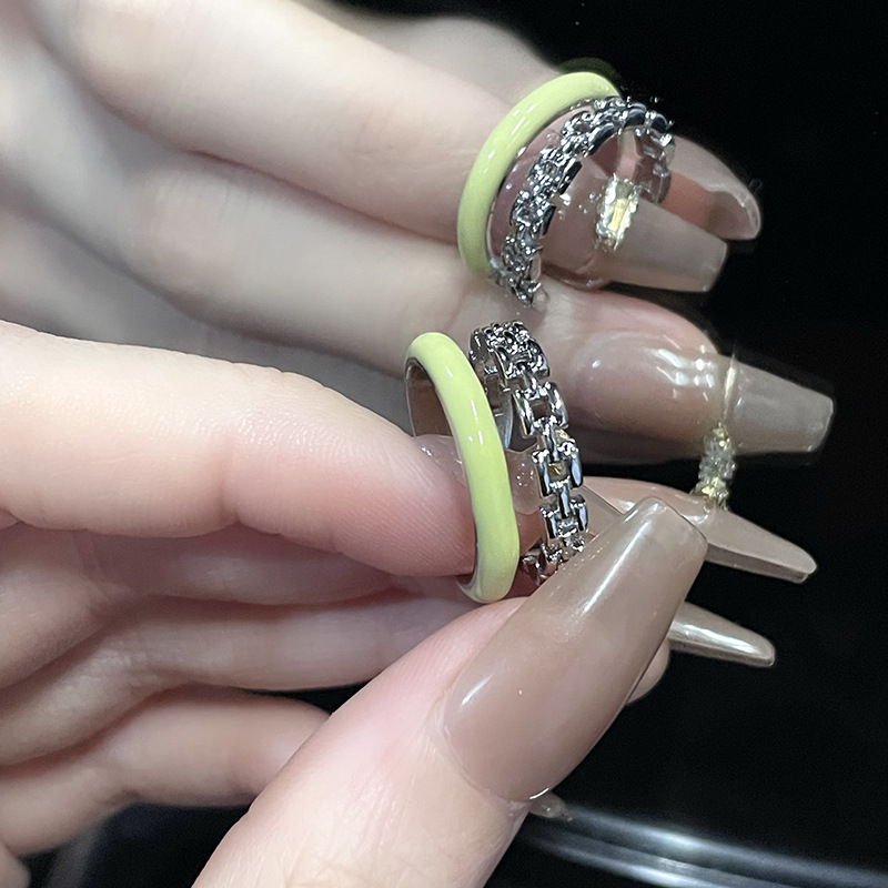 Fashion Geometric Copper Enamel Zircon Open Ring 1 Piece