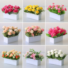 フェンスシミュレーション花造花生け花置物リビングガーデンデスクトップシェード装飾挿し花束緑植盆栽置物