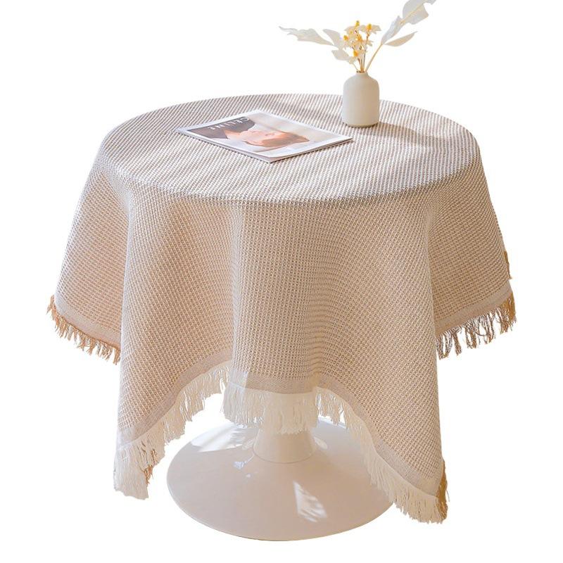 De alto grado de tela de punto de encaje redondo cubierta de tela francés mantel redondo algodón lino mesa de café mantel ins estilo