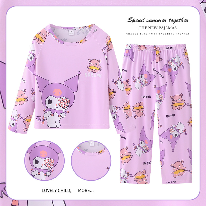 Pijamas de las niñas del sudeste de Asia Primavera y Otoño de manga larga traje de los niños de dibujos animados Linda niña bebé desgaste del hogar otoño desgaste exterior