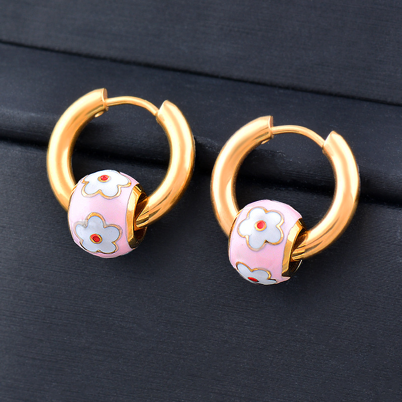 Simple Style Flower Stainless Steel Plating Earrings 1 Pair