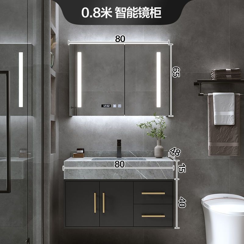 Placa de roca integrada cuenca gabinete de baño combinación de luz de lujo baño lavabo gabinete de mesa de lavado traje