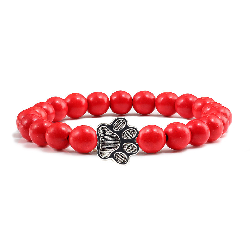 Verstelbare turquoise kralenarmband voor dames met kattenpoot_voghion.com