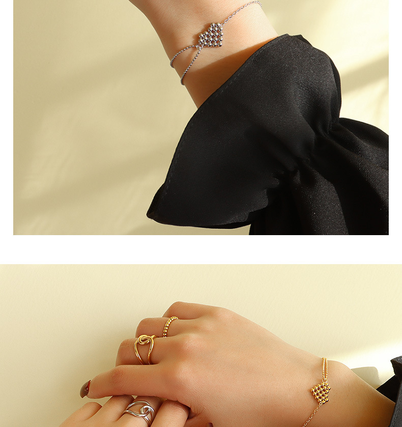 18K Gold Plating Color PVD Coated Real Gold Plated 18K Gold Heart 304 Stainless Steel Fashion Waterproof Non Tarnish 304 Stainless Steel Bracelets