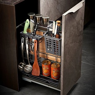 Kitchen Seasoning Basket Drawer Cabinet Seasoning Basket Cabinet Multi-layer Seasoning Basket Storage Rack Damping Seasoning Rack