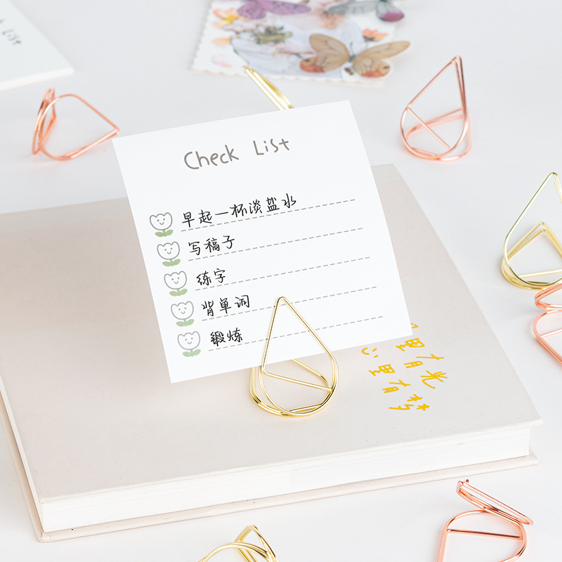 Statton creativo primavera acero gota de agua nota clip de escritorio vertical DIY foto clip simple decoración del hogar adornos