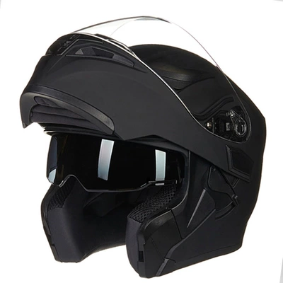JIEKAI JK-902 double lens exposed helmet DOT ECE certified motorcycle helmet unisex hot selling (Motorcycle Safety Supplies) - sub-black-m