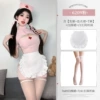 ❣◆Sweetheart nurse◆Pink [headband+dress+T pants]+white apron+white long silk stockings❣