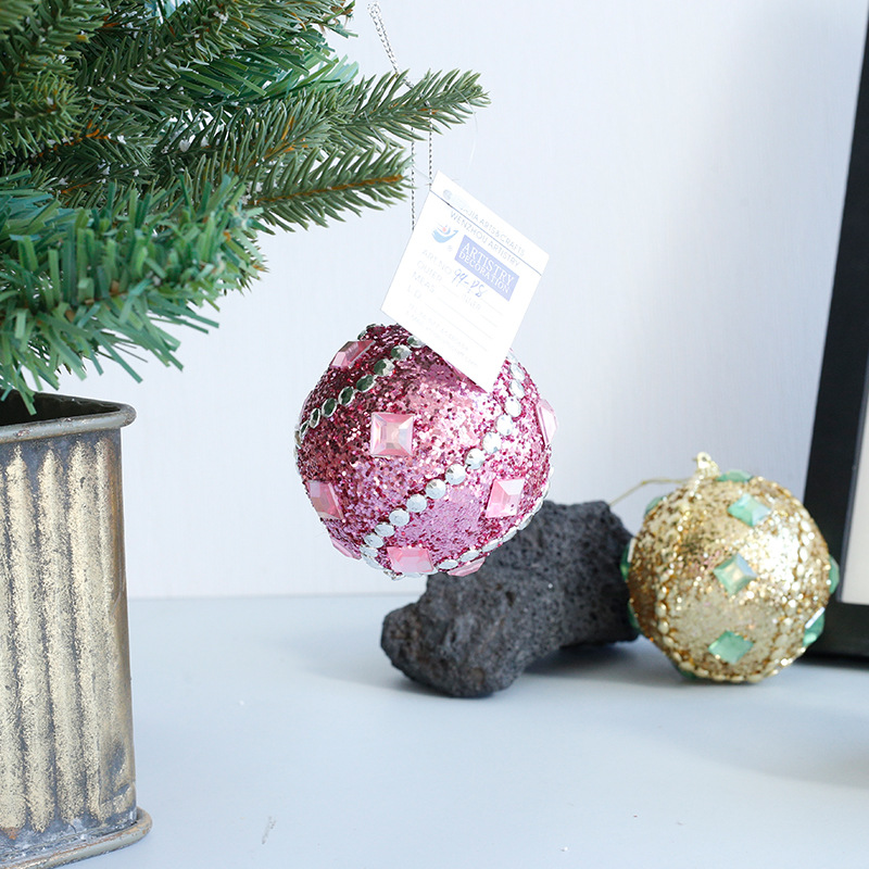 Comercio exterior spot decoraciones de Navidad diamantes dorados bolas de Navidad colgantes de 8cm fiestas colgantes de bodas