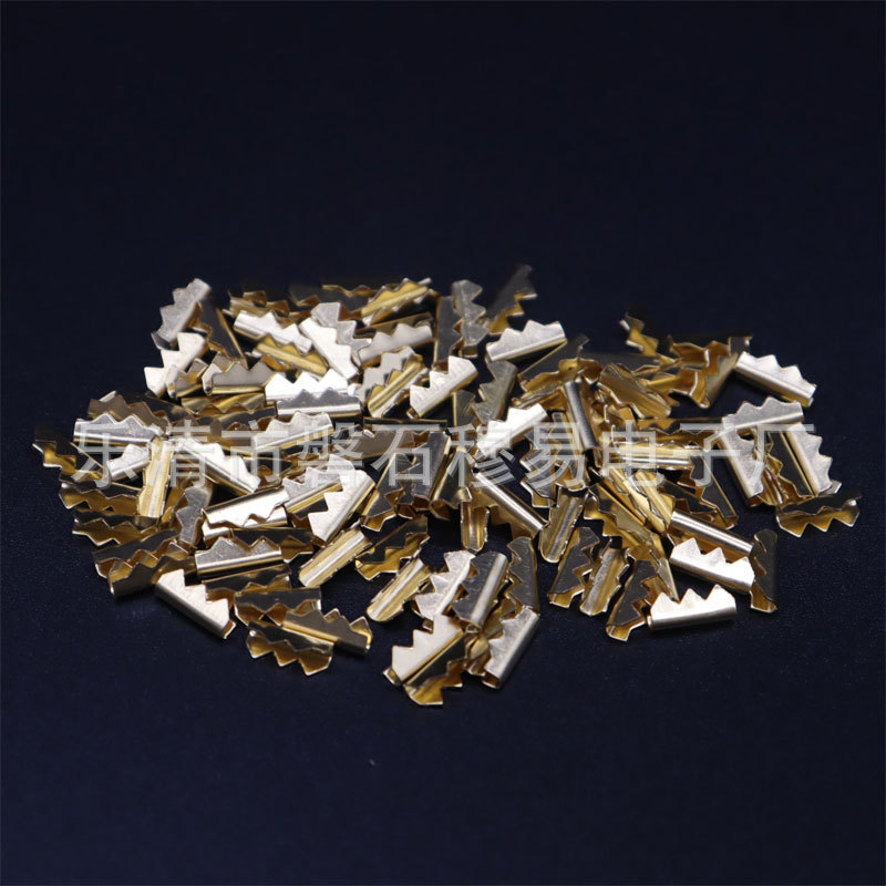 451鲨鱼口压线扣接线铜扣三齿对二齿接线端子压线黄铜连接器