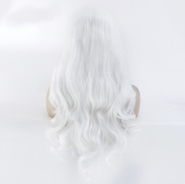 Europa y los Estados Unidos blanco puro ondas pelucas de fibra química de encaje frente fabricantes de cubierta de cabeza LW0\218