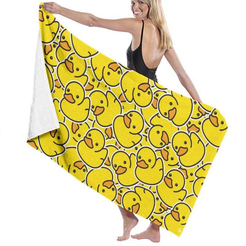 Cross-border e-commerce digital print cute little yellow duck black and white plaid personalized beach towel custom towel bath towel Cross-border e-commerce digital print cute little yellow duck black and white plaid personalized beach towel custom towel bath towel