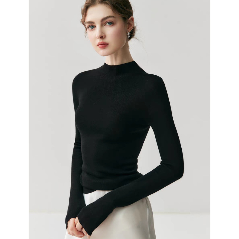 Machine Washable Seamless Ultra-Fine Cashmere Women's Autumn and Winter Half-Turtleneck Thin Sweater for Layering, Slim-Fit Base Knit Top Machine Washable Seamless Ultra-Fine Cashmere Women's Autumn and Winter Half-Turtleneck Thin Sweater for Layering, Slim-Fit Base Knit Top