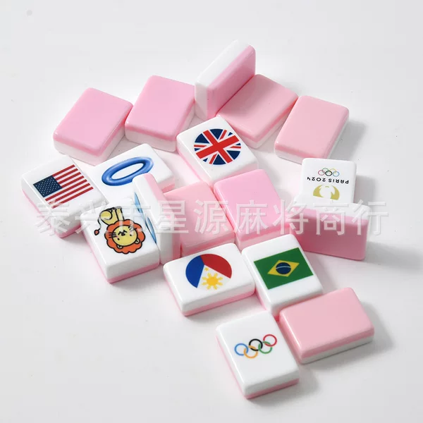 DIY Mahjong American Mahjong Tiles Cartoon Entertainment Portable Size Tiles Logo Can Be Customized for Leisure and Creative Mahjong Tiles