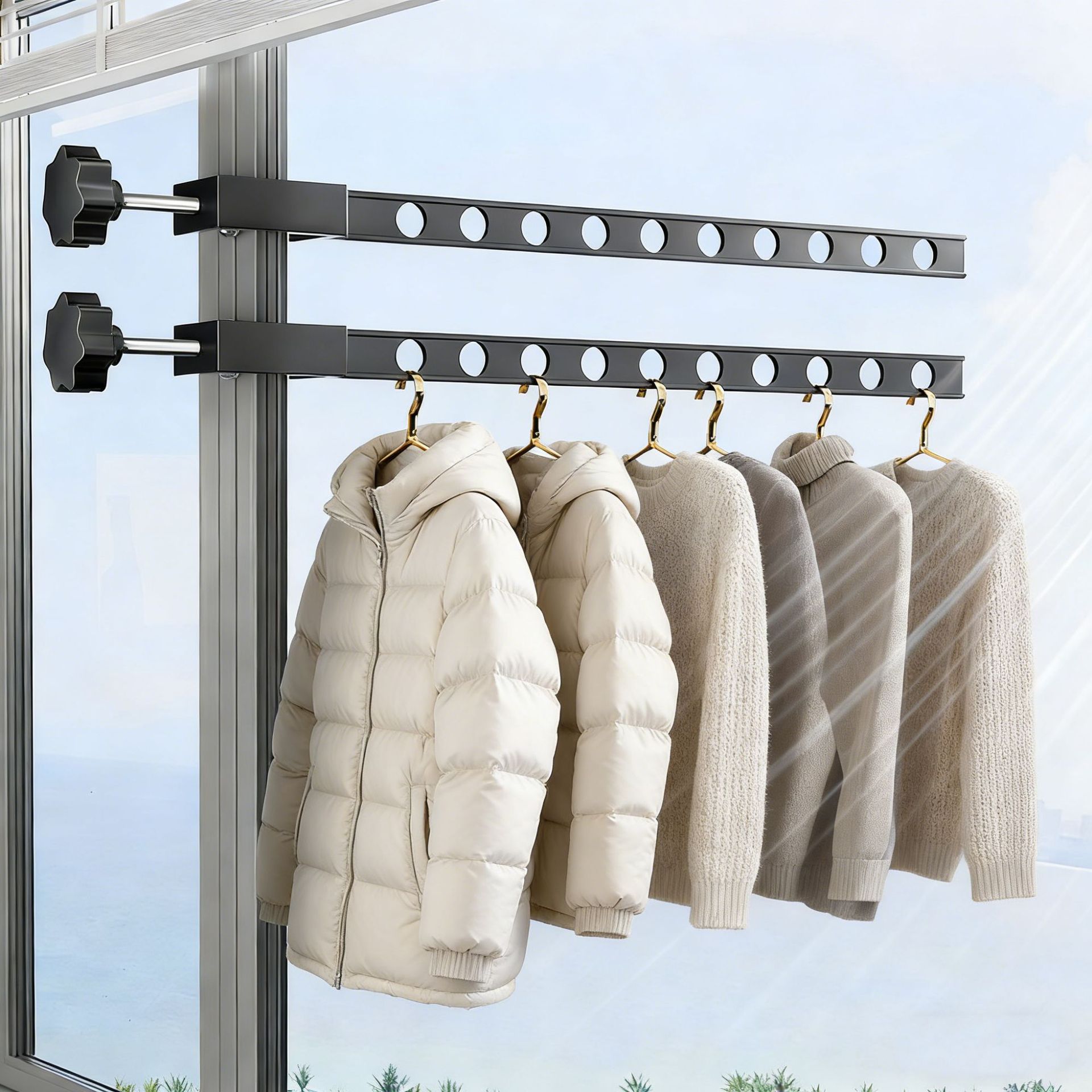 Carbon steel wall hanger snap-on hanging hole drying rack drying rack small apartment portable travel drying rack wholesale