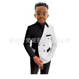 欧美跨境新款简约休闲男童两件套花童西装婚礼套装生日宴会西服