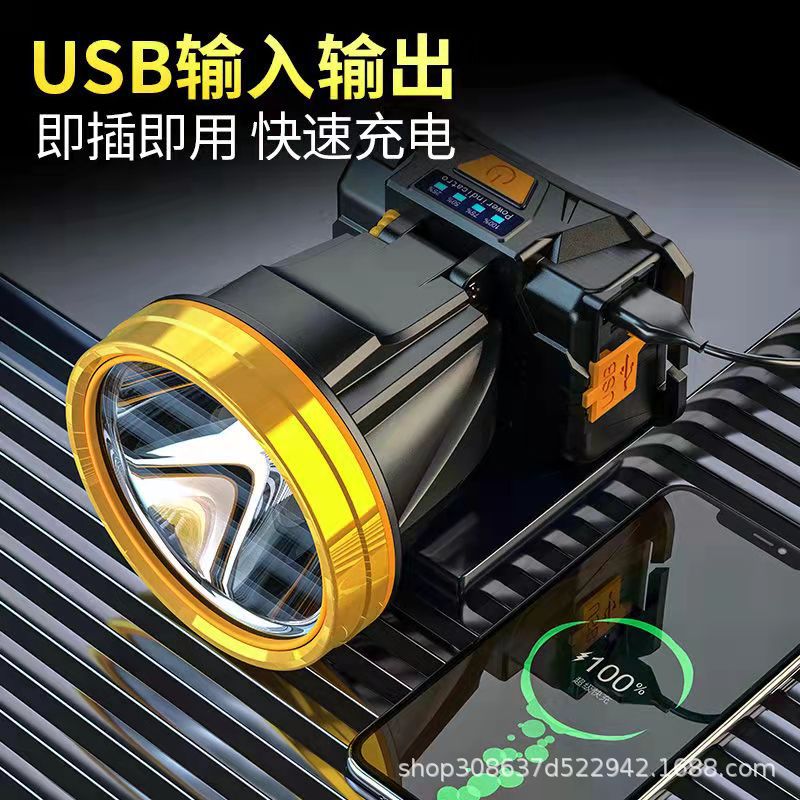 Faro de inducción de carga USB transfronterizo lámpara de minero al aire libre camping pesca salvaje luz fuerte linterna LED patrulla de sitio fabricante