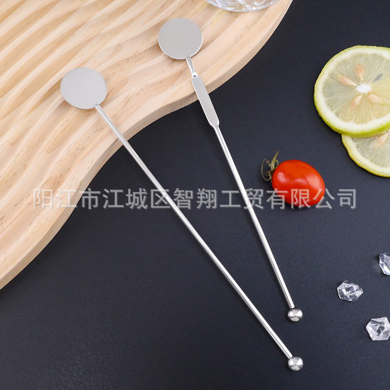 Fábrica suministra herramientas de barra de acero inoxidable, palitos agitadores de acero inoxidable 304 para mezclar cócteles de barman en varios estilos con cuentas. image 4