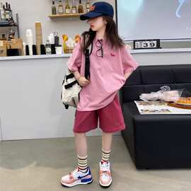儿童套装夏季2026新款女童装短袖上衣夏装女孩休闲短裤衣服两件套
