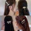 Cute hairgrip for princess from pearl with bow, flowered