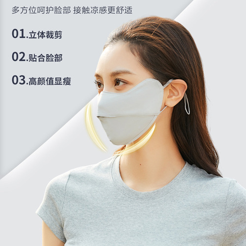 Sunscreen for women with high facial attractiveness, UV protection, eye corner coverage, full face shield, ice silk double-layer summer thin breathable model