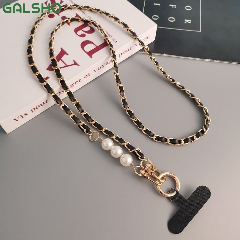 [Black] Pearl leather chain + clip