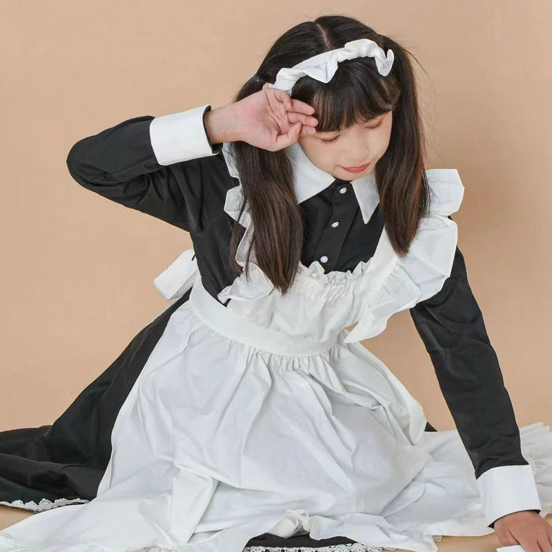 일본 제복 귀여운 매일 원피스 흑백 전통 메이드 원피스 메이드 원피스 영국 가정부