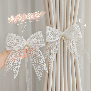 A Pair of Curtain Straps, Lace Bows, Light Luxury French Handmade Gauze Curtains, Beautiful Rope Curtain Buckles