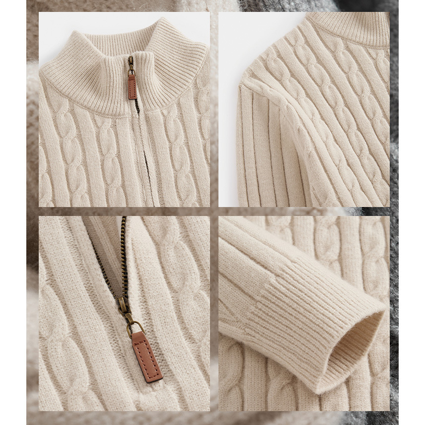 Explosiones transfronterizas de tamaño europeo medio cremallera jersey de hilado suéter hombre viejo viento de negocios otoño invierno fábrica al por mayor