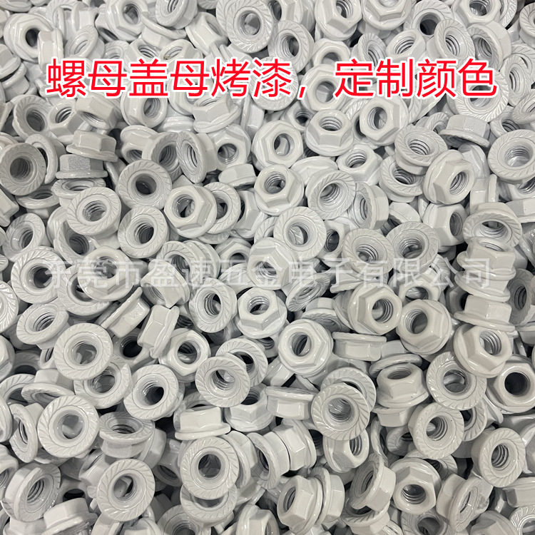 201不锈钢法兰螺母 盖母 六角螺母烤漆亮白色 按色板烤漆任意颜色