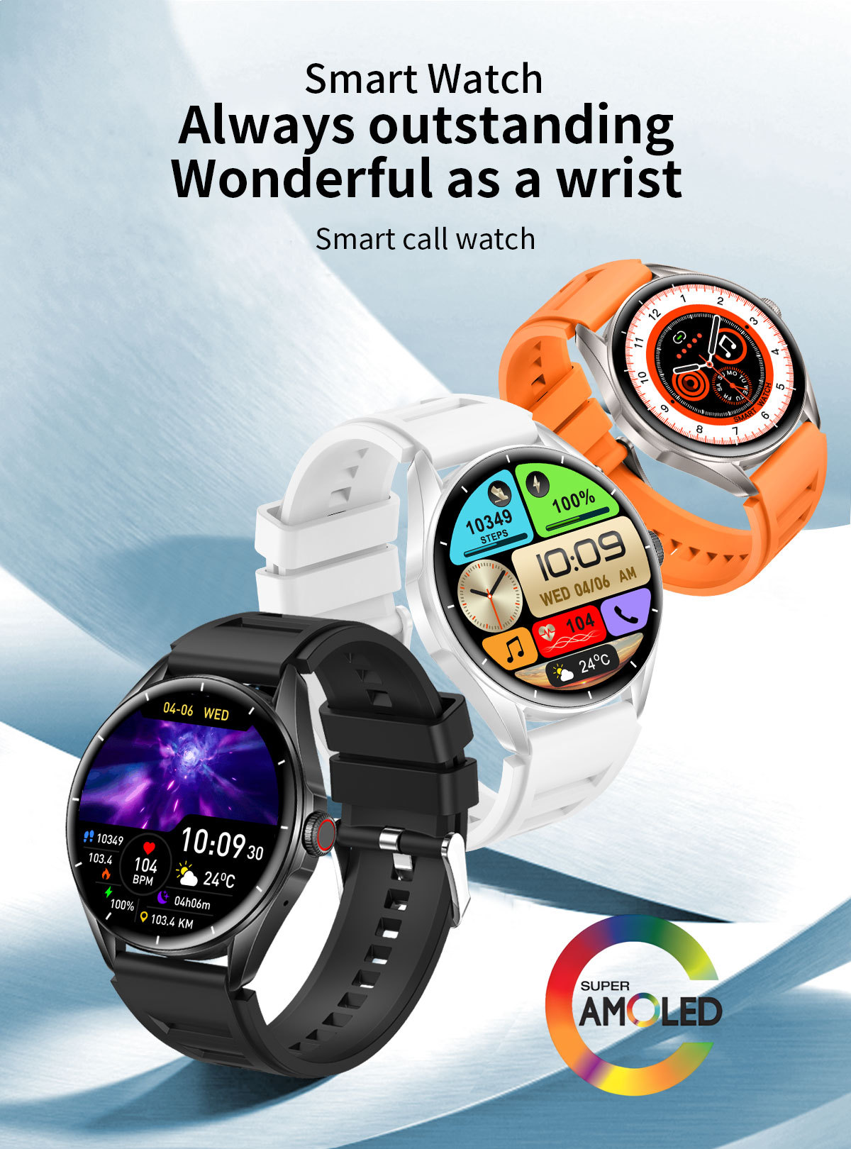 L61D smartwatch 1,43 pouces Bluetooth parler fréquence cardiaque sang_voghion.com