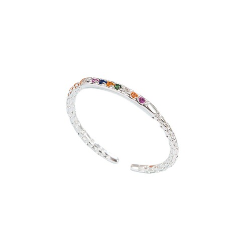 Retro ring for girls, simple niche design, light luxury zircon rainbow fine flash, high-end index finger ring and tail ring, versatile