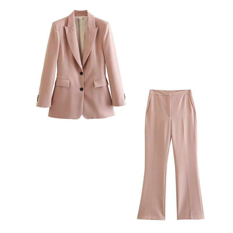 GraceChic Cross-Border Wholesale ZA Women's RA Slim Fit Blazer Flared Casual Pants Set 2238786 942_voghion.com