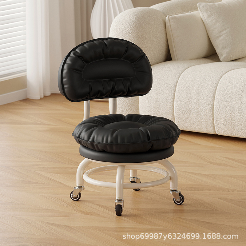 Rueda universal taburete pequeño polea taburete bajo para niños pequeños taburete redondo manicuría costura móvil con muñeca giratoria ligera
