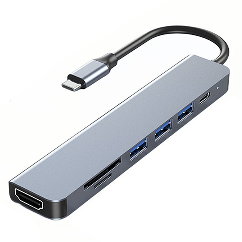Cross-Border Type-C Docking Station Hdmi4K Screen Projector Multi-Function Multi-Port Hub Hub Seven-In-One Docking Station