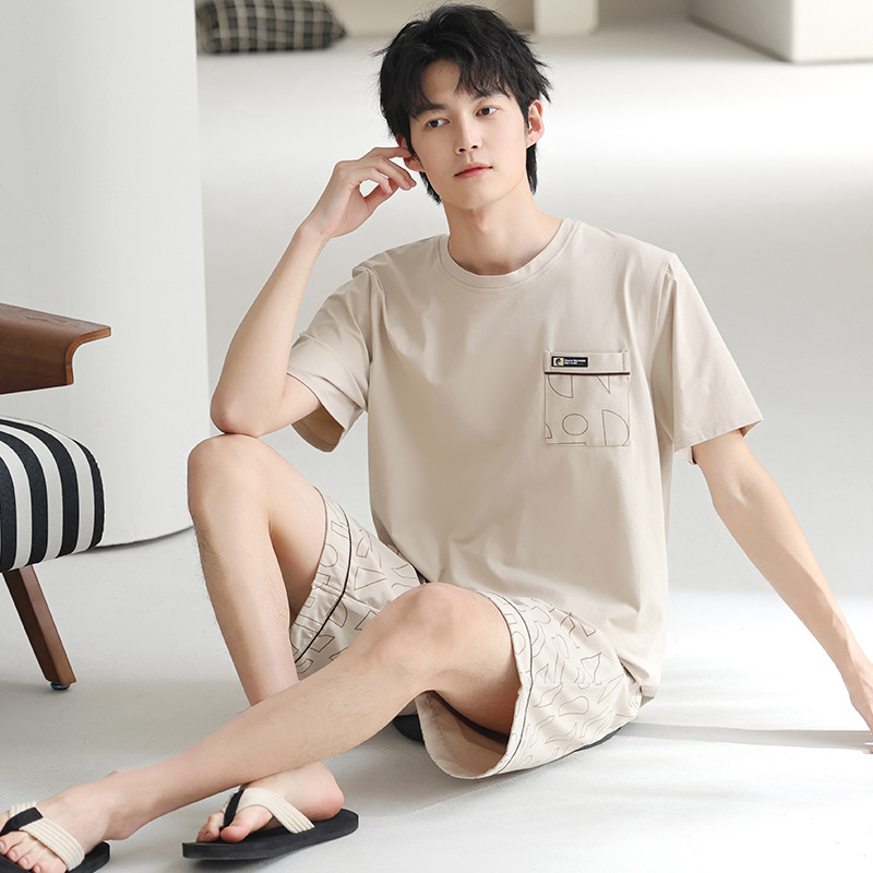 Pijamas modales para hombres verano 2025, nuevo conjunto de ropa casera, mangas cortas, sueltas y grandes, se puede usar fuera.